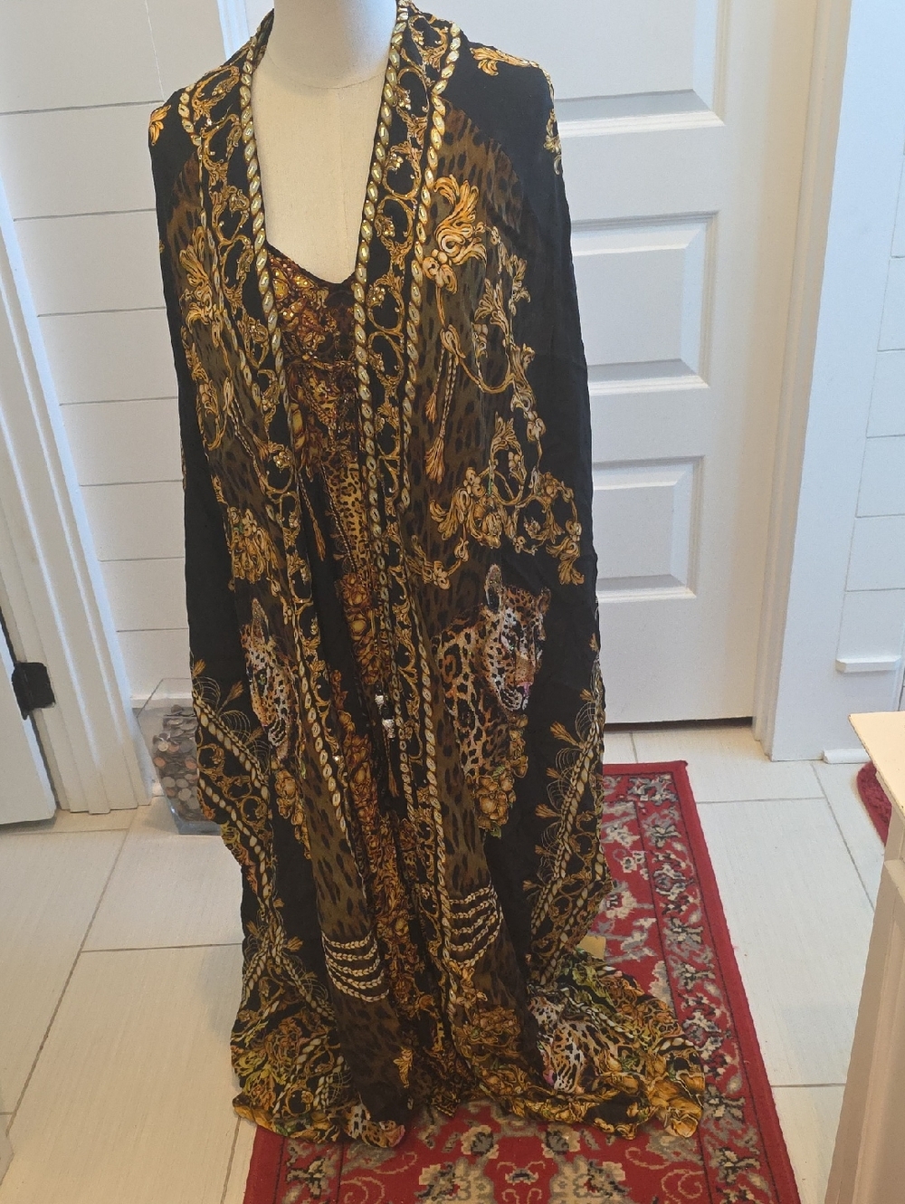 Black & Gold Leopard Print Evening Dress